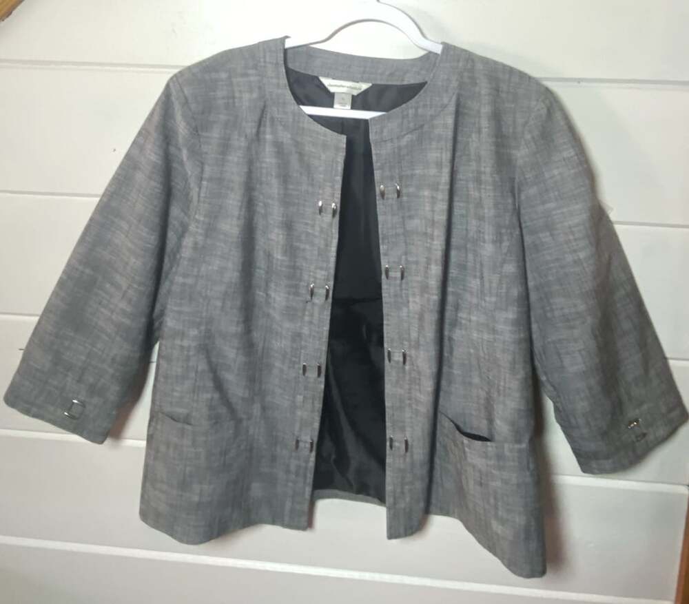 Christopher & Banks Gray Open Front Blazer Jacket Size XL